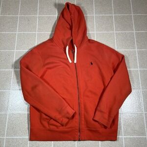Polo Ralph Lauren Hoodie Full Zip Thermal Waffle Hood Orange 2XLT Tall y2k